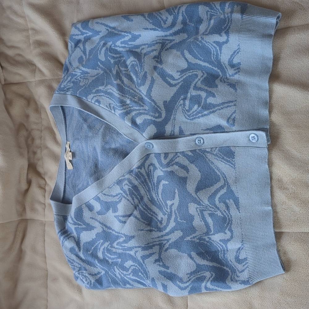 LA Hearts Light Blue Marble/Swirl Cardigan Size Medium